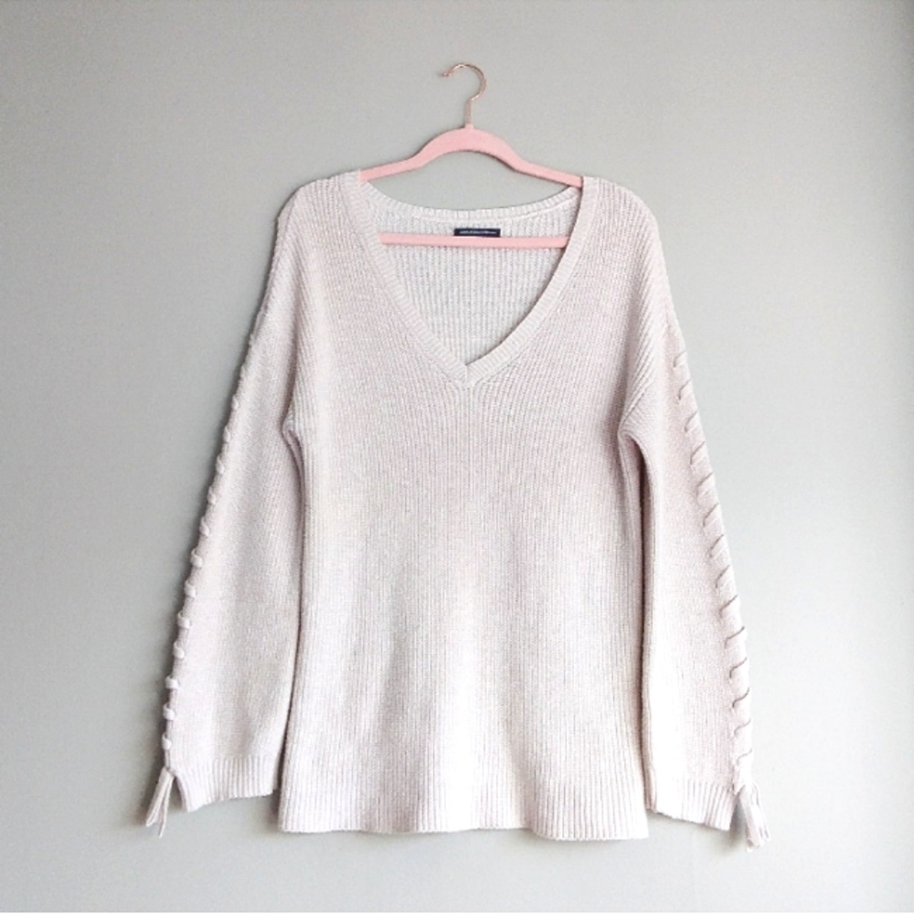 American Eagle Outfitter V Neck Oversized Casual Costal Grandma Pullover Sweater